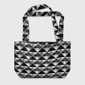 Пляжная сумка 3D с принтом Современный геометрический  в Новосибирске, 100% полиэстер | застегивается на металлическую кнопку; внутренний карман застегивается на молнию. Стенки укреплены специальным мягким материалом, чтобы защитить содержимое от несильных ударов
 | абстрактный | геометрический фигуры | модный | полигональный | популярный | треугольники | черно белый
