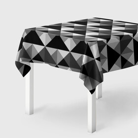 Скатерть 3D с принтом Современный геометрический  в Новосибирске, 100% полиэстер (ткань не мнется и не растягивается) | Размер: 150*150 см | абстрактный | геометрический фигуры | модный | полигональный | популярный | треугольники | черно белый