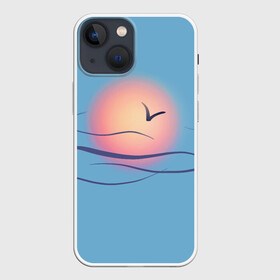 Чехол для iPhone 13 mini с принтом Солнечный шар в Новосибирске,  |  | sea | sun | закат | море | небо | птицы | солнце | чайки