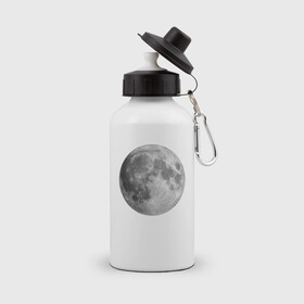 Бутылка спортивная с принтом Полнолуние Лунная фаза  в Новосибирске, металл | емкость — 500 мл, в комплекте две пластиковые крышки и карабин для крепления | луна | луна круглая | лунная фаза | планета | полнолуние