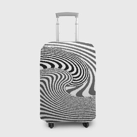 Чехол для чемодана 3D с принтом Черно белый мозаичный узор в Новосибирске, 86% полиэфир, 14% спандекс | двустороннее нанесение принта, прорези для ручек и колес | волна | мозаика | мозаичная картина | серый | узор | черно белый | черный и белый