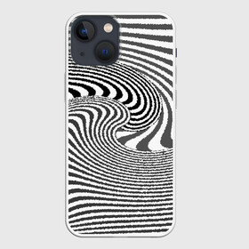 Чехол для iPhone 13 mini с принтом Черно белый мозаичный узор в Новосибирске,  |  | волна | мозаика | мозаичная картина | серый | узор | черно белый | черный и белый