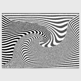 Поздравительная открытка с принтом Черно белый мозаичный узор в Новосибирске, 100% бумага | плотность бумаги 280 г/м2, матовая, на обратной стороне линовка и место для марки
 | волна | мозаика | мозаичная картина | серый | узор | черно белый | черный и белый