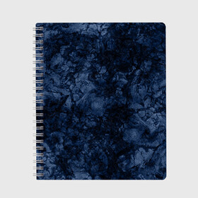 Тетрадь с принтом Темно-синяя текстура камня  в Новосибирске, 100% бумага | 48 листов, плотность листов — 60 г/м2, плотность картонной обложки — 250 г/м2. Листы скреплены сбоку удобной пружинной спиралью. Уголки страниц и обложки скругленные. Цвет линий — светло-серый
 | абстрактный | модный | молодежный | мрамор | мраморный узор | синий | современный