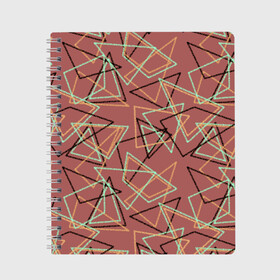 Тетрадь с принтом Террактовый геометрический  в Новосибирске, 100% бумага | 48 листов, плотность листов — 60 г/м2, плотность картонной обложки — 250 г/м2. Листы скреплены сбоку удобной пружинной спиралью. Уголки страниц и обложки скругленные. Цвет линий — светло-серый
 | абстрактный | геометрические фигуры | геометрический узор | молодежный | современный | терракотовый