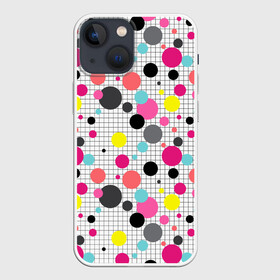 Чехол для iPhone 13 mini с принтом Горох разноцветный. в Новосибирске,  |  | абстрактный | в горошек | горох | детский | клетчатый | разноцветный горох | современный | узор в клетку
