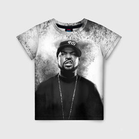 Детская футболка 3D с принтом Ice Cube | Айс Куб (Z) в Новосибирске, 100% гипоаллергенный полиэфир | прямой крой, круглый вырез горловины, длина до линии бедер, чуть спущенное плечо, ткань немного тянется | ice cube | oshea jackson | rap | айс куб | айс кьюб | реп | репер | рэпер | хип хоп