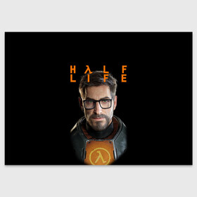 Поздравительная открытка с принтом HALF-LIFE | FREEMAN | ФРИМАН (Z) в Новосибирске, 100% бумага | плотность бумаги 280 г/м2, матовая, на обратной стороне линовка и место для марки
 | Тематика изображения на принте: aperture laboratories | black mesa | gordon freeman | half life | half life 3 | valve | блэк меса | вэлв | гордон фриман | халф лайф