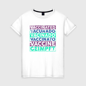 Женская футболка хлопок с принтом Вакцинация в Новосибирске, 100% хлопок | прямой крой, круглый вырез горловины, длина до линии бедер, слегка спущенное плечо | coronavirus | covid19 | virus | вакцина | вакцинация | вирус | грипп | заражение | здоровье | иммунитет | инфекция | карантин | корона | коронавирус | маска | пандемия | прививка | самоизоляция | спутник