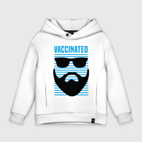 Детское худи Oversize хлопок с принтом Vaccinated в Новосибирске, френч-терри — 70% хлопок, 30% полиэстер. Мягкий теплый начес внутри —100% хлопок | боковые карманы, эластичные манжеты и нижняя кромка, капюшон на магнитной кнопке | Тематика изображения на принте: coronavirus | covid19 | virus | вакцина | вакцинация | вирус | грипп | заражение | здоровье | иммунитет | инфекция | карантин | корона | коронавирус | маска | пандемия | прививка | самоизоляция | спутник