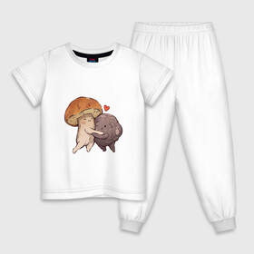 Детская пижама хлопок с принтом Боровик и шампиньон в Новосибирске, 100% хлопок |  брюки и футболка прямого кроя, без карманов, на брюках мягкая резинка на поясе и по низу штанин
 | Тематика изображения на принте: арт | белый | белый грипп | боровик | гриб | грибочек | грибы | мило | милота | рисунок | свежие грибы | свежий гриб | свежий продукт | шампиньон