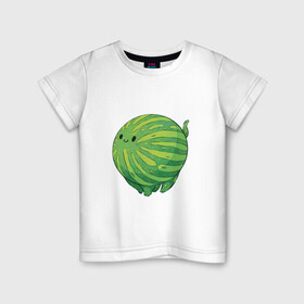 Детская футболка хлопок с принтом Арбуз в Новосибирске, 100% хлопок | круглый вырез горловины, полуприлегающий силуэт, длина до линии бедер | Тематика изображения на принте: арбуз | арт | мило | милота | рисунок | свежая ягода | свежие ягоды | свежий продукт | ягода | ягоды