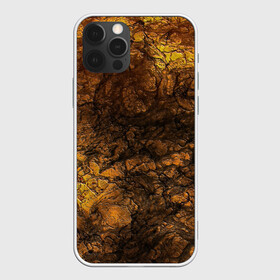 Чехол для iPhone 12 Pro с принтом Абстрактный узор текстура в Новосибирске, силикон | область печати: задняя сторона чехла, без боковых панелей | Тематика изображения на принте: каменный узор | камень | коричневый | маскировочный | милитари | мраморный | темный оранжевый | черный и оранжевый