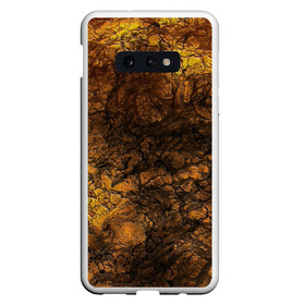 Чехол для Samsung S10E с принтом Абстрактный узор текстура в Новосибирске, Силикон | Область печати: задняя сторона чехла, без боковых панелей | каменный узор | камень | коричневый | маскировочный | милитари | мраморный | темный оранжевый | черный и оранжевый
