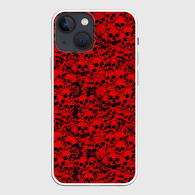 Чехол для iPhone 13 mini с принтом Красные черепа в Новосибирске,  |  | osteology | red skulls | skull | жуткие черепа | черепа | черепа в красном окрасе