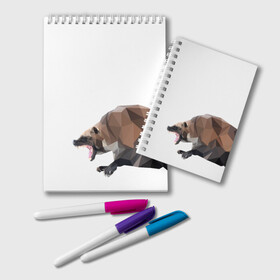 Блокнот с принтом Росомаха в Новосибирске, 100% бумага | 48 листов, плотность листов — 60 г/м2, плотность картонной обложки — 250 г/м2. Листы скреплены удобной пружинной спиралью. Цвет линий — светло-серый
 | животное | зверь | злость | куница | медведь | милое животное | полигональный | росомаха | собака