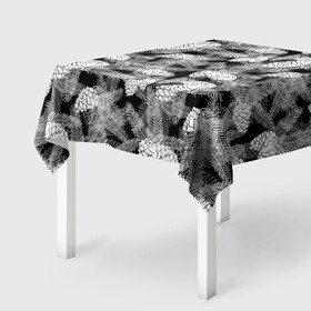 Скатерть 3D с принтом Черно-белый узор шишки в Новосибирске, 100% полиэстер (ткань не мнется и не растягивается) | Размер: 150*150 см | елка | кедровый | лесной | модный | природа | тайга | черно белый | шишки