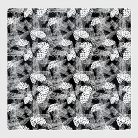 Магнитный плакат 3Х3 с принтом Черно-белый узор шишки в Новосибирске, Полимерный материал с магнитным слоем | 9 деталей размером 9*9 см | Тематика изображения на принте: елка | кедровый | лесной | модный | природа | тайга | черно белый | шишки