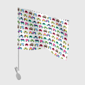 Флаг для автомобиля с принтом Веселые машинки  в Новосибирске, 100% полиэстер | Размер: 30*21 см | Тематика изображения на принте: веселый узор | детские игрушки | детский узор | малышам | мальчикам | машины | разноцветные машины
