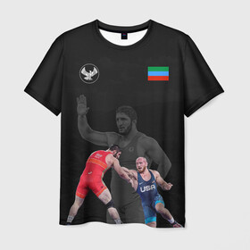 Мужская футболка 3D с принтом Dagestan wrestling team в Новосибирске, 100% полиэфир | прямой крой, круглый вырез горловины, длина до линии бедер | abdulrashid | dagestan | freestyle | sadulaev | team | wrestling | абдулрашид | борьба | вольная | дагестан | кавказ | республика | садулаев | сборная | федерация | хасавюрт