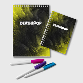 Блокнот с принтом Deathloop - Hyperbeast в Новосибирске, 100% бумага | 48 листов, плотность листов — 60 г/м2, плотность картонной обложки — 250 г/м2. Листы скреплены удобной пружинной спиралью. Цвет линий — светло-серый
 | death | deathloop | game | games | hyperbeast | loop | дэслуп | дэт | дэтлуп | знак | игра | игры | лого | луп | мертвая | пелтя | символ