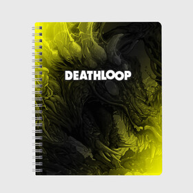 Тетрадь с принтом Deathloop - Hyperbeast в Новосибирске, 100% бумага | 48 листов, плотность листов — 60 г/м2, плотность картонной обложки — 250 г/м2. Листы скреплены сбоку удобной пружинной спиралью. Уголки страниц и обложки скругленные. Цвет линий — светло-серый
 | death | deathloop | game | games | hyperbeast | loop | дэслуп | дэт | дэтлуп | знак | игра | игры | лого | луп | мертвая | пелтя | символ
