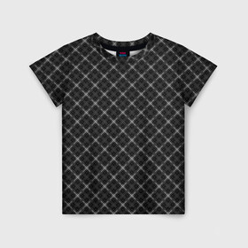 Детская футболка 3D с принтом Серо-черный плед  в Новосибирске, 100% гипоаллергенный полиэфир | прямой крой, круглый вырез горловины, длина до линии бедер, чуть спущенное плечо, ткань немного тянется | клетка | клетчатый узор | молодежный | мужской | рубашечный | серный | черный | шотландка