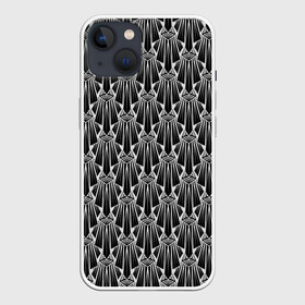 Чехол для iPhone 13 с принтом Узор Арт деко в Новосибирске,  |  | абстрактный | арт деко | геометрический | деко | модный | популярный | современный | черно белый