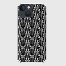 Чехол для iPhone 13 mini с принтом Узор Арт деко в Новосибирске,  |  | абстрактный | арт деко | геометрический | деко | модный | популярный | современный | черно белый