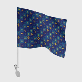 Флаг для автомобиля с принтом Синий клетчатый узор-плед в Новосибирске, 100% полиэстер | Размер: 30*21 см | детский | звезды | космический | луна | ночь | пижамный | синий | синий и желтый