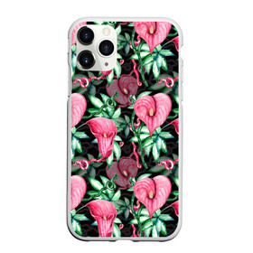 Чехол для iPhone 11 Pro матовый с принтом Цветы в райском саду в Новосибирске, Силикон |  | вечерний | джунгли | калла | каллы | лианы | листва | листья | праздничный | райский | сад | темный | цветочки | цветочный | цветы
