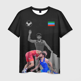 Мужская футболка 3D с принтом Dagestan wrestling (Uguev) в Новосибирске, 100% полиэфир | прямой крой, круглый вырез горловины, длина до линии бедер | Тематика изображения на принте: dagestan | freestyle | team | uguev | wrestling | борьба | вольная | дагестан | завур | заур | кавказ | олимпийский | республика | сборная | угуев | федерация | хасавюрт | чемпион