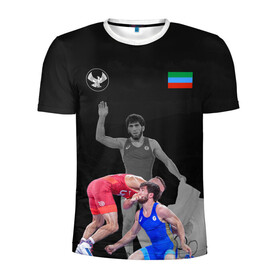 Мужская футболка 3D спортивная с принтом Dagestan wrestling (Uguev) в Новосибирске, 100% полиэстер с улучшенными характеристиками | приталенный силуэт, круглая горловина, широкие плечи, сужается к линии бедра | Тематика изображения на принте: dagestan | freestyle | team | uguev | wrestling | борьба | вольная | дагестан | завур | заур | кавказ | олимпийский | республика | сборная | угуев | федерация | хасавюрт | чемпион