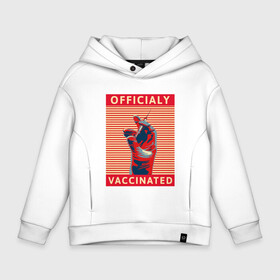 Детское худи Oversize хлопок с принтом Официально вакцинирован в Новосибирске, френч-терри — 70% хлопок, 30% полиэстер. Мягкий теплый начес внутри —100% хлопок | боковые карманы, эластичные манжеты и нижняя кромка, капюшон на магнитной кнопке | Тематика изображения на принте: coronavirus | covid19 | virus | вакцина | вакцинация | вирус | грипп | заражение | здоровье | иммунитет | инфекция | карантин | корона | коронавирус | маска | пандемия | прививка | самоизоляция | спутник