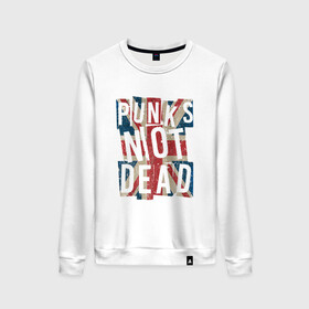 Женский свитшот хлопок с принтом Punks not dead в Новосибирске, 100% хлопок | прямой крой, круглый вырез, на манжетах и по низу широкая трикотажная резинка  | alternative | music | punk | punks not dead | rock | альтернатива | музыка | панк | панки не умерают | панкс нот дэд | рок