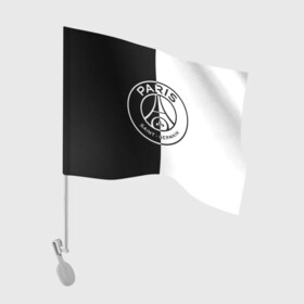 Флаг для автомобиля с принтом ФК ПСЖ / PSG BLACK & WHITE в Новосибирске, 100% полиэстер | Размер: 30*21 см | Тематика изображения на принте: paris saint germain | psg | saint | sport | париж | псг | спорт | футбол