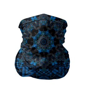 Бандана-труба 3D с принтом Черно-синяя мандала .  в Новосибирске, 100% полиэстер, ткань с особыми свойствами — Activecool | плотность 150‒180 г/м2; хорошо тянется, но сохраняет форму | калейдоскоп | круглый | модный | орнамент | синий | современный | темно синий | этнический