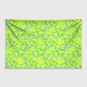 Флаг-баннер с принтом Абстрактный неоновый зеленый в Новосибирске, 100% полиэстер | размер 67 х 109 см, плотность ткани — 95 г/м2; по краям флага есть четыре люверса для крепления | абстрактный | геометрический | детский | зеленый | летний | неоновый | ретро | треугольники