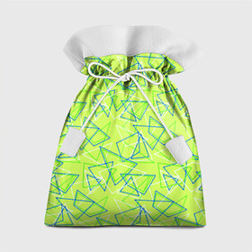 Подарочный 3D мешок с принтом Абстрактный неоновый зеленый в Новосибирске, 100% полиэстер | Размер: 29*39 см | Тематика изображения на принте: абстрактный | геометрический | детский | зеленый | летний | неоновый | ретро | треугольники