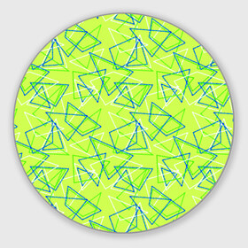 Коврик для мышки круглый с принтом Абстрактный неоновый зеленый в Новосибирске, резина и полиэстер | круглая форма, изображение наносится на всю лицевую часть | абстрактный | геометрический | детский | зеленый | летний | неоновый | ретро | треугольники