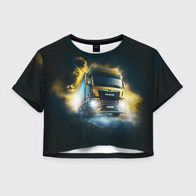 Женская футболка Crop-top 3D с принтом Man Leon в Новосибирске, 100% полиэстер | круглая горловина, длина футболки до линии талии, рукава с отворотами | man | man truck | man грузовик | truck | trucks | грузовик | грузовики | дальнобои | дальнобой | дальнобойщик | мен | мен грузовик | фура | фуры