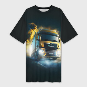 Платье-футболка 3D с принтом Man Leon в Новосибирске,  |  | man | man truck | man грузовик | truck | trucks | грузовик | грузовики | дальнобои | дальнобой | дальнобойщик | мен | мен грузовик | фура | фуры
