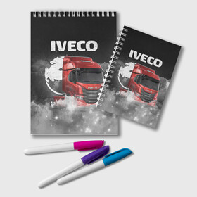 Блокнот с принтом Iveco truck в Новосибирске, 100% бумага | 48 листов, плотность листов — 60 г/м2, плотность картонной обложки — 250 г/м2. Листы скреплены удобной пружинной спиралью. Цвет линий — светло-серый
 | Тематика изображения на принте: iveco | iveco truck | iveco грузовик | truck | trucks | грузовик | грузовики | дальнобои | дальнобой | дальнобойщик | ивеко | ивеко грузовик | фура | фуры