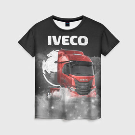 Женская футболка 3D с принтом Iveco truck в Новосибирске, 100% полиэфир ( синтетическое хлопкоподобное полотно) | прямой крой, круглый вырез горловины, длина до линии бедер | iveco | iveco truck | iveco грузовик | truck | trucks | грузовик | грузовики | дальнобои | дальнобой | дальнобойщик | ивеко | ивеко грузовик | фура | фуры