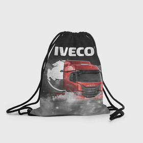 Рюкзак-мешок 3D с принтом Iveco truck в Новосибирске, 100% полиэстер | плотность ткани — 200 г/м2, размер — 35 х 45 см; лямки — толстые шнурки, застежка на шнуровке, без карманов и подкладки | Тематика изображения на принте: iveco | iveco truck | iveco грузовик | truck | trucks | грузовик | грузовики | дальнобои | дальнобой | дальнобойщик | ивеко | ивеко грузовик | фура | фуры