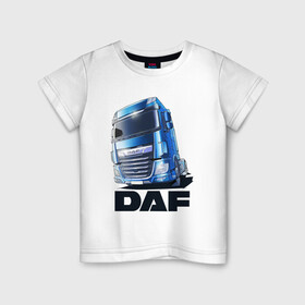 Детская футболка хлопок с принтом Daf Truck в Новосибирске, 100% хлопок | круглый вырез горловины, полуприлегающий силуэт, длина до линии бедер | truck | trucks | грузовик | грузовики | дальнобои | дальнобой | дальнобойщик | фура | фуры