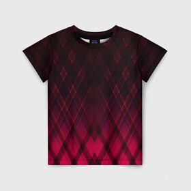 Детская футболка 3D с принтом Геометрический градиентный фон в Новосибирске, 100% гипоаллергенный полиэфир | прямой крой, круглый вырез горловины, длина до линии бедер, чуть спущенное плечо, ткань немного тянется | абстрактный | вишневый | геометрический | градиентный | клетка | красный | модный | плед | современный