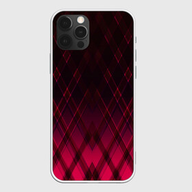 Чехол для iPhone 12 Pro с принтом Геометрический градиентный фон в Новосибирске, силикон | область печати: задняя сторона чехла, без боковых панелей | абстрактный | вишневый | геометрический | градиентный | клетка | красный | модный | плед | современный