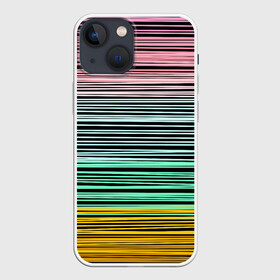 Чехол для iPhone 13 mini с принтом Модный полосатый узор в Новосибирске,  |  | желтый | модный | молодежный | разноцветные линии | разноцветный полосатый | розовый | салатовый | современный