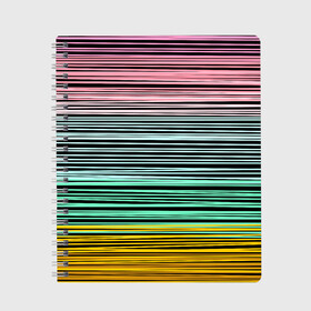 Тетрадь с принтом Модный полосатый узор  в Новосибирске, 100% бумага | 48 листов, плотность листов — 60 г/м2, плотность картонной обложки — 250 г/м2. Листы скреплены сбоку удобной пружинной спиралью. Уголки страниц и обложки скругленные. Цвет линий — светло-серый
 | желтый | модный | молодежный | разноцветные линии | разноцветный полосатый | розовый | салатовый | современный